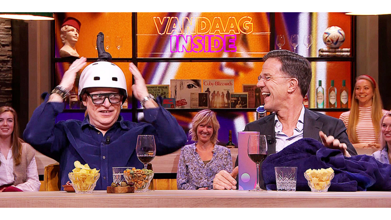 Illustratie voor: Mark Rutte schuift graag weer aan bij Vandaag Inside: ‘Veel te leuk’